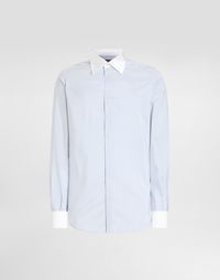 Dolce & Gabbana Striped Cotton Shirt with White Collar and Cuffs