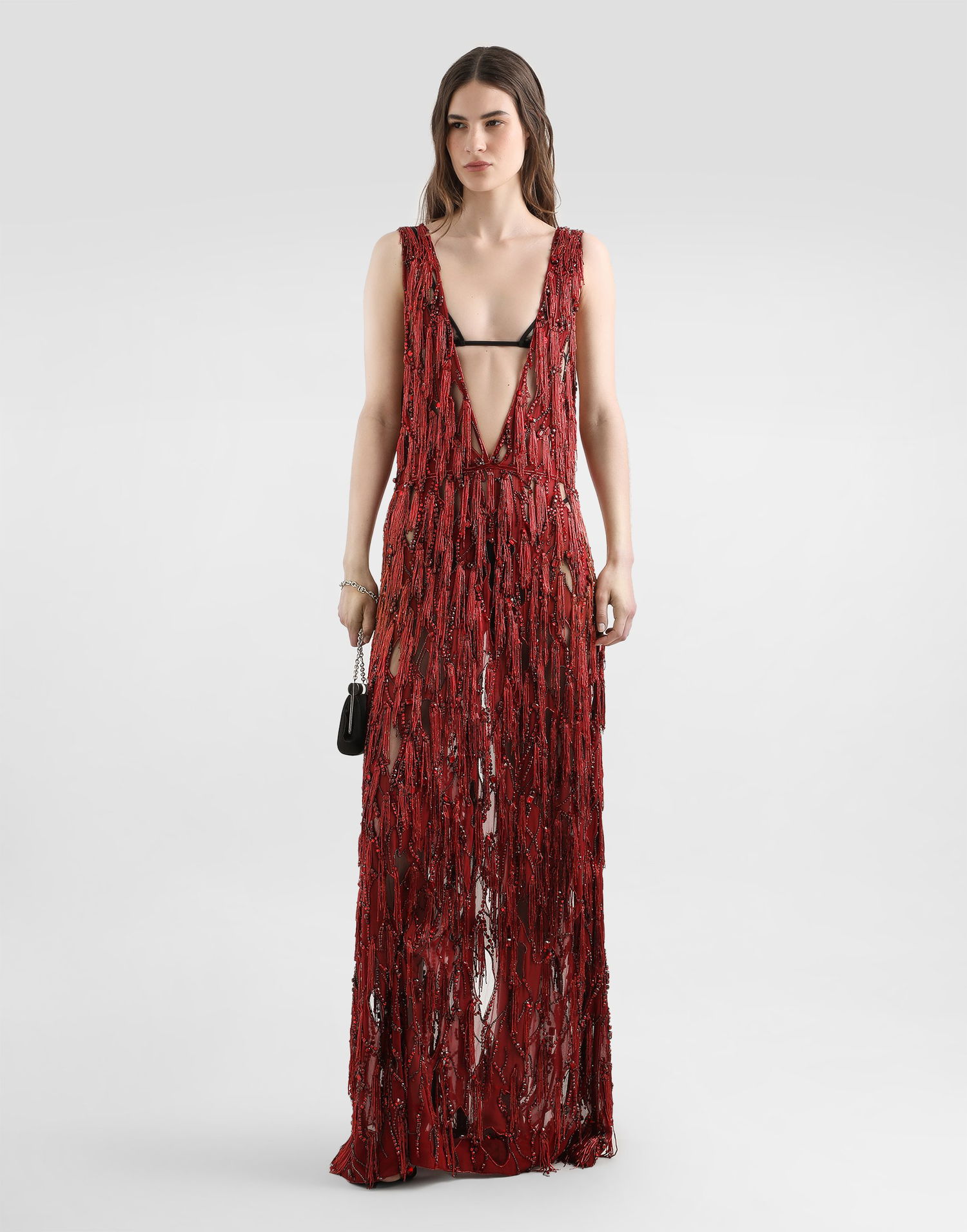 Pокля Dolce & Gabbana Dolce & Gabbana Embroidered Fringe Dress Червено | F60EGZGDDG1S8400, 1