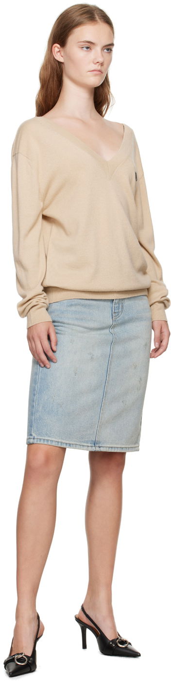 Пуловер We11done Deep V-Neck Sweater Бежово | WD-KT2-24-642-W-BG, 3