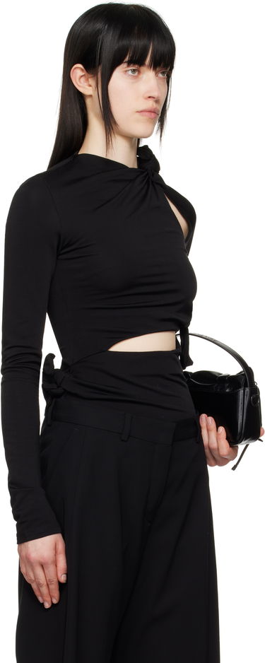 Тениска Acne Studios Acne Studios Knotted Cutout Long Sleeve Top Черно | AL0453-, 1