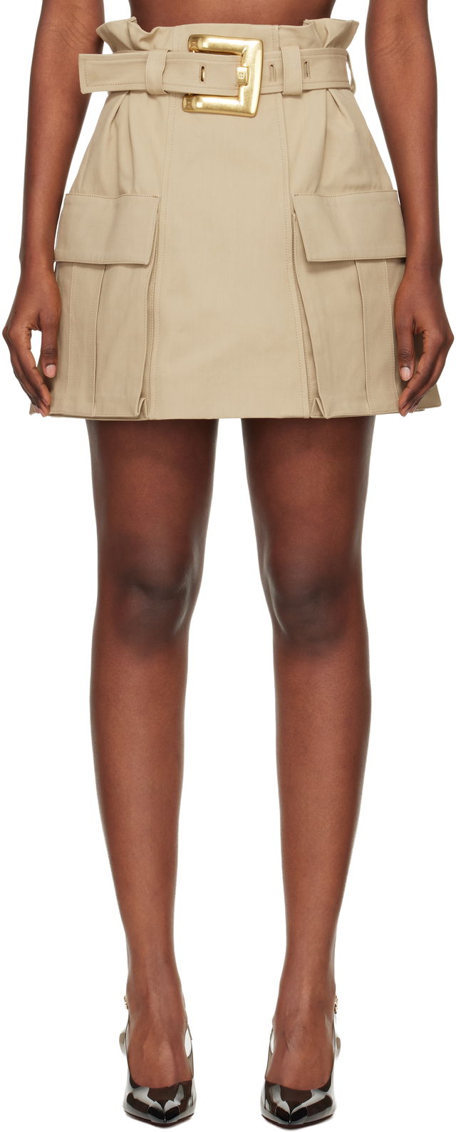High-Waisted Gabardine Miniskirt