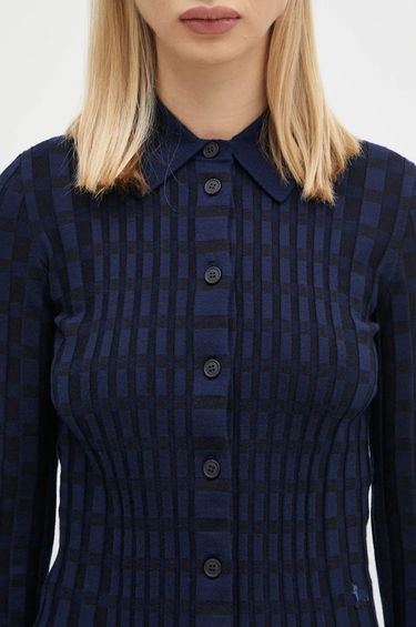 Риза MAISON KITSUNÉ Checked Wool Cardigan Синьо | NW00412KF0003, 3