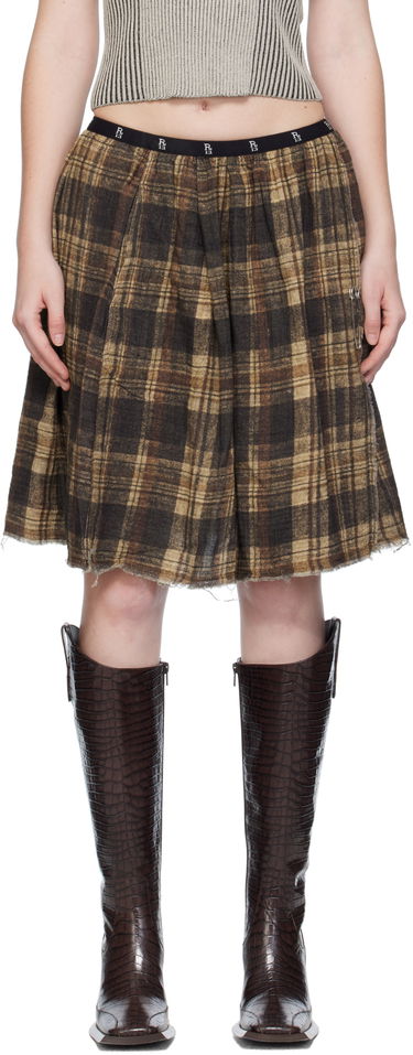Пола R13 Reversible Plaid Midi Kilt Skirt Кафяво | R13WR468-R582B, 0
