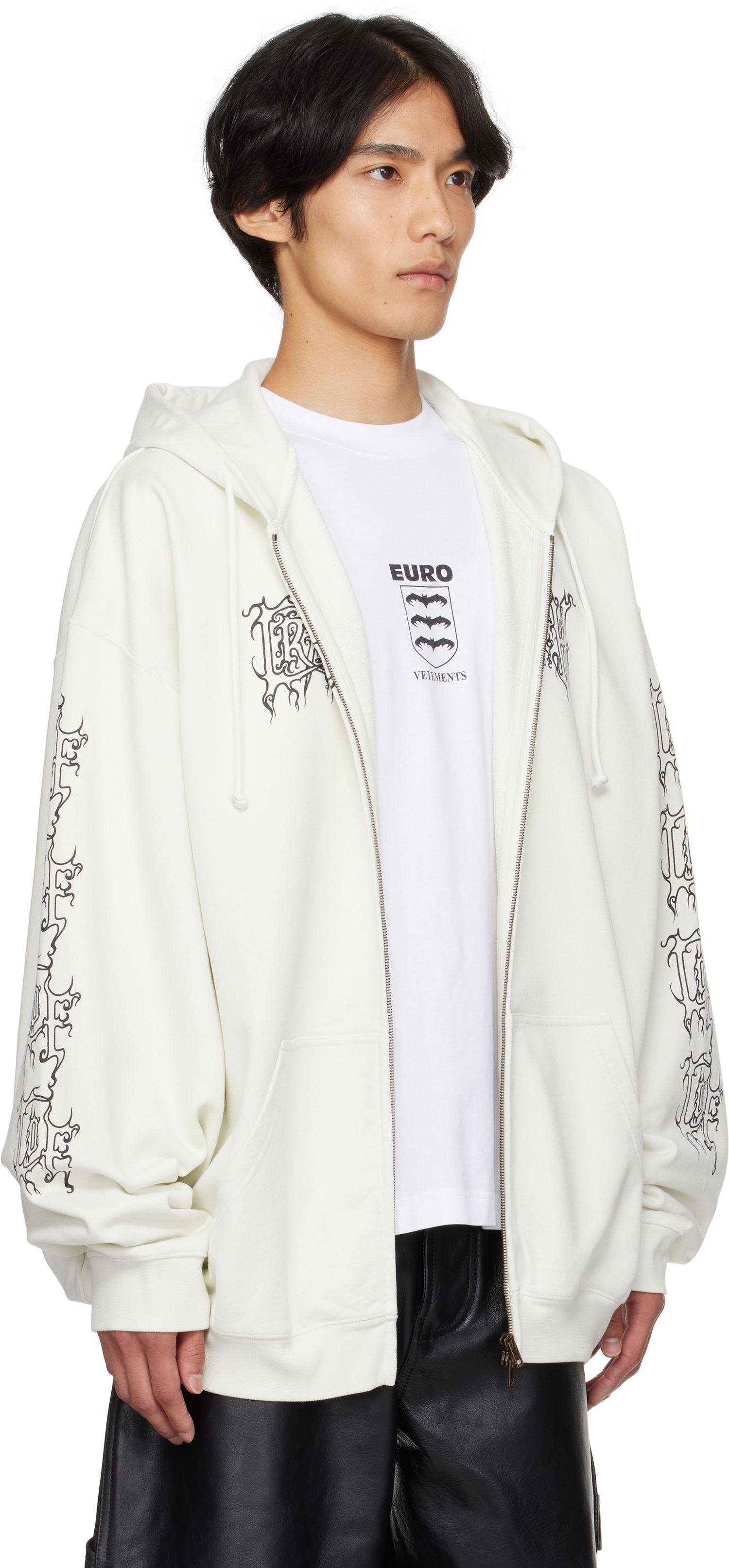 Суитчър VETEMENTS Vetements Cradle of Filth Logo Oversized Zip-Up Hoodie Бяло | UCF76ZU100I, 1