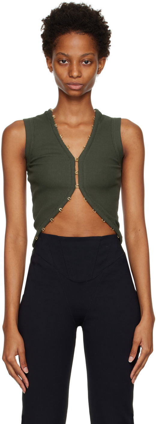 Потник Dion Lee Hook & Eye Ribbed Tank Top Зелено | C3075F22, 0