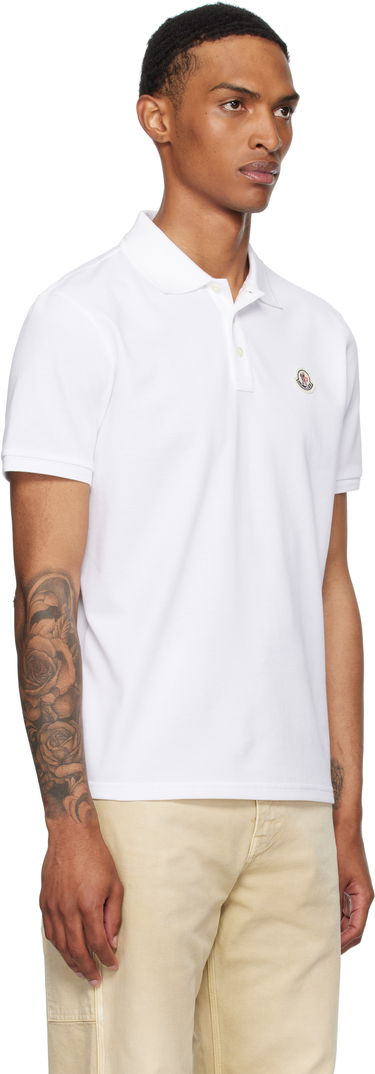 Поло тениска Moncler Moncler Logo Patch Cotton Piquet Polo Бяло | K20918A0001484556, 1