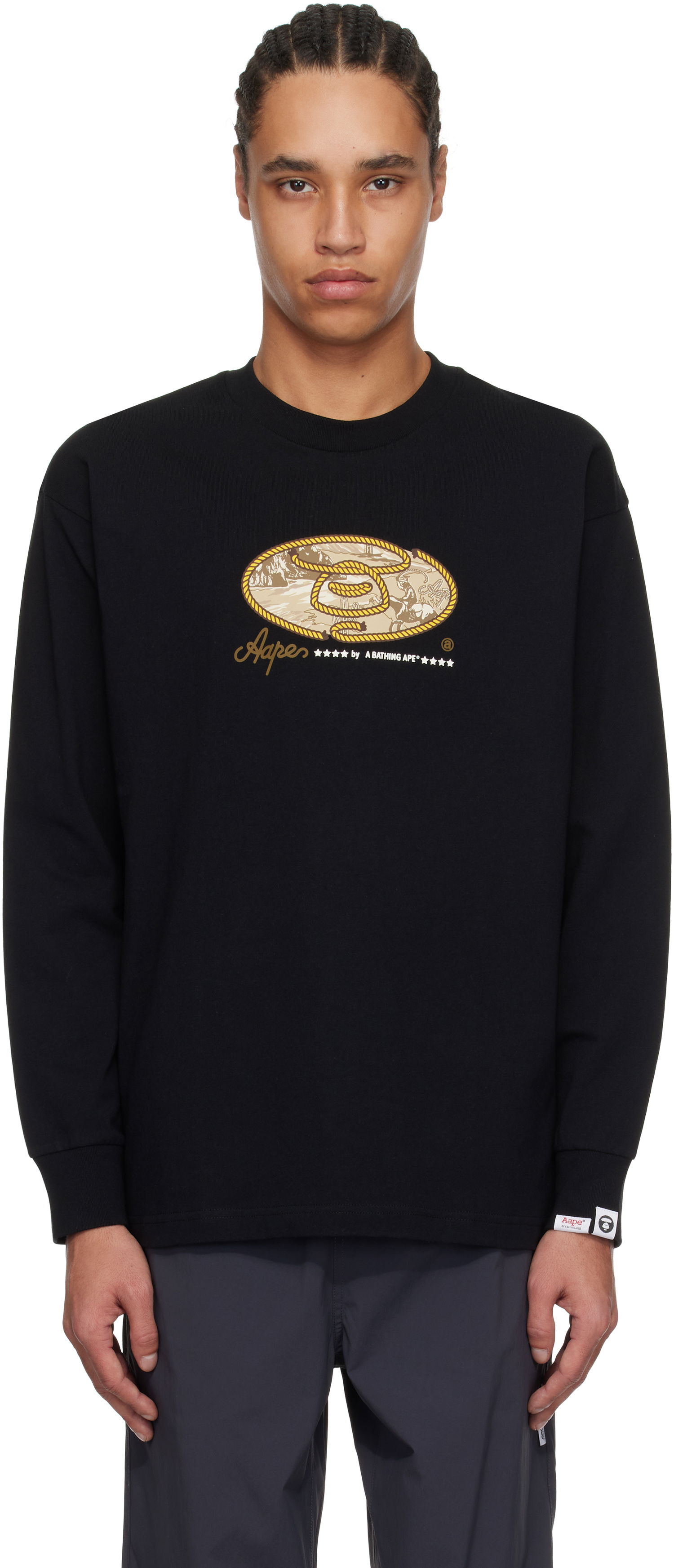 Суитчър AAPE by A Bathing Ape AAPE by A Bathing Ape 'AAPE' Theme Long Sleeve T-Shirt Черно | AAPLTM1621XXNBKX, 0