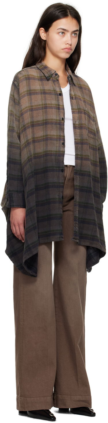 Риза R13 R13 Draped Plaid Shirt Кафяво | R13WR416-R552B, 1