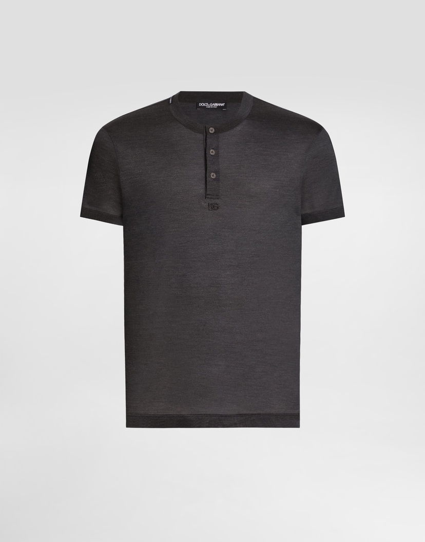 Тениска Dolce & Gabbana Dolce & Gabbana Serafino Silk T-Shirt with Embroidery Черно | G8QK3ZG7PGOS8296