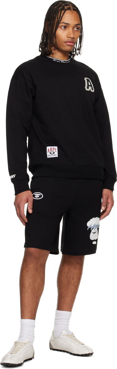 Къси панталони AAPE by A Bathing Ape Moonface Logo Sweat Shorts Черно | AAPSPMC604XXNBKX, 3