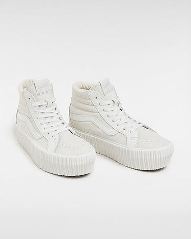 Кецове и обувки Vans Premium Sk8-hi 38 Reissue Platform Shoes (lx Suede/leather Ivory) Women White, Size 2.5 Бяло | VN000CNFIVR, 1