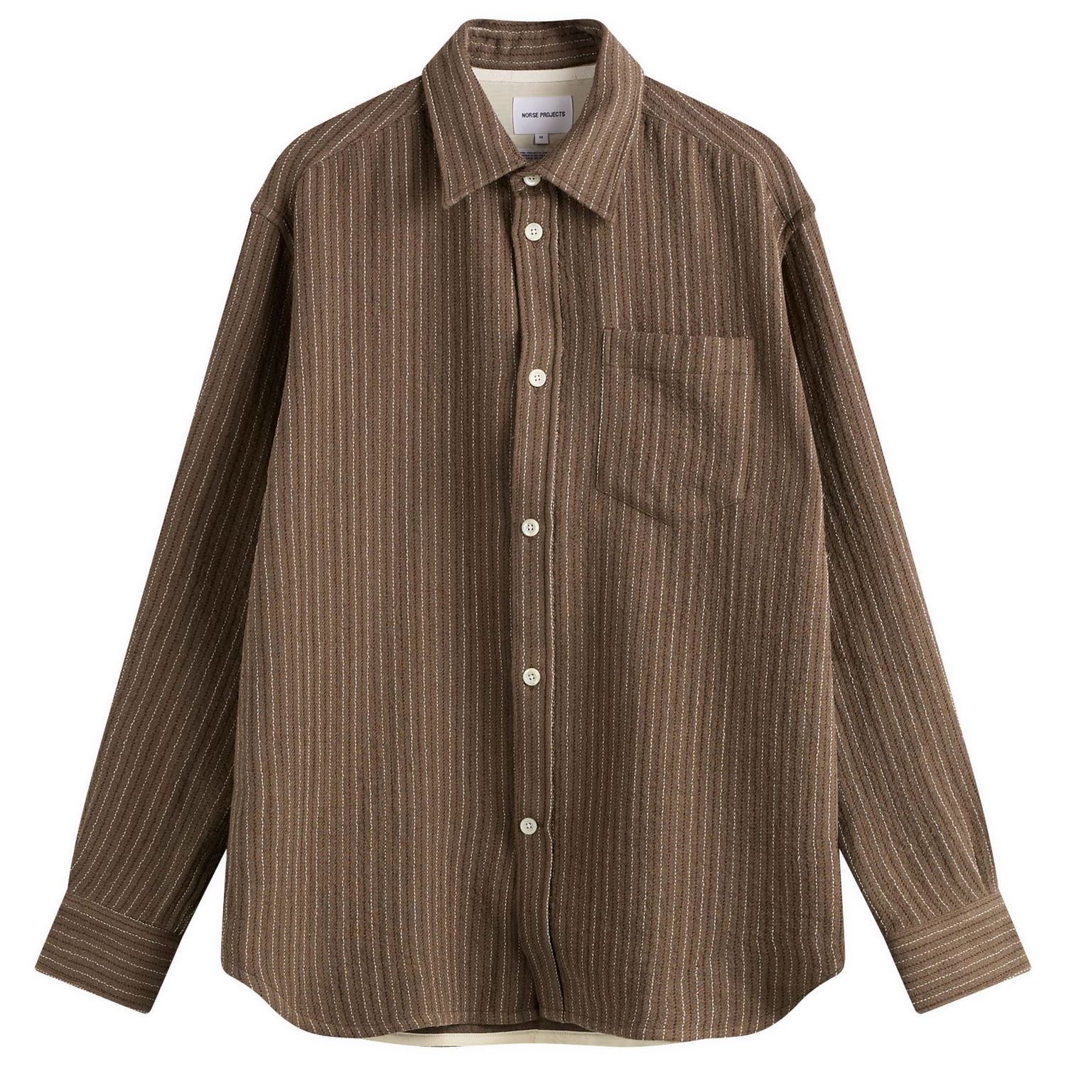 Риза NORSE PROJECTS Oversized Wool Stripe Shirt, Size Large Кафяво | N40-0847-9024, 1