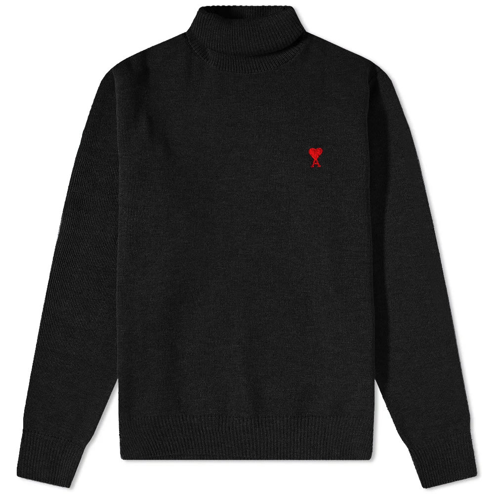 Пуловер AMI Small A Heart Roll Neck Knit Черно | HKS401-001-001, 0