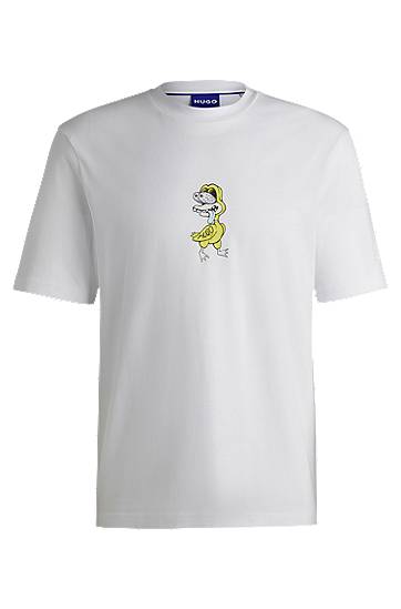 Тениска BOSS HUGO T-Shirt with Duck Graphic Бяло | 50533391, 0