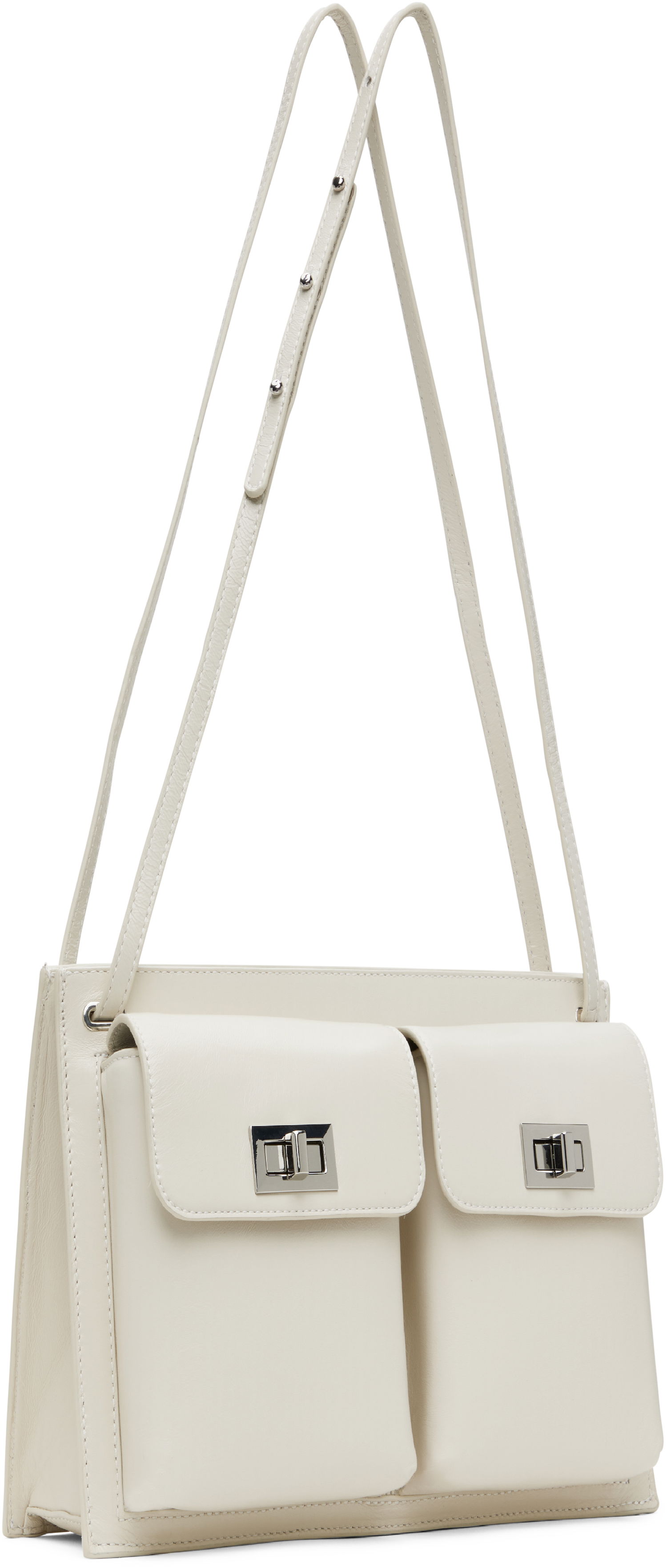 Чанта през рамо BY FAR Double Pocket Shoulder Bag Бяло | MWBSB024LL002WH020PL, 1
