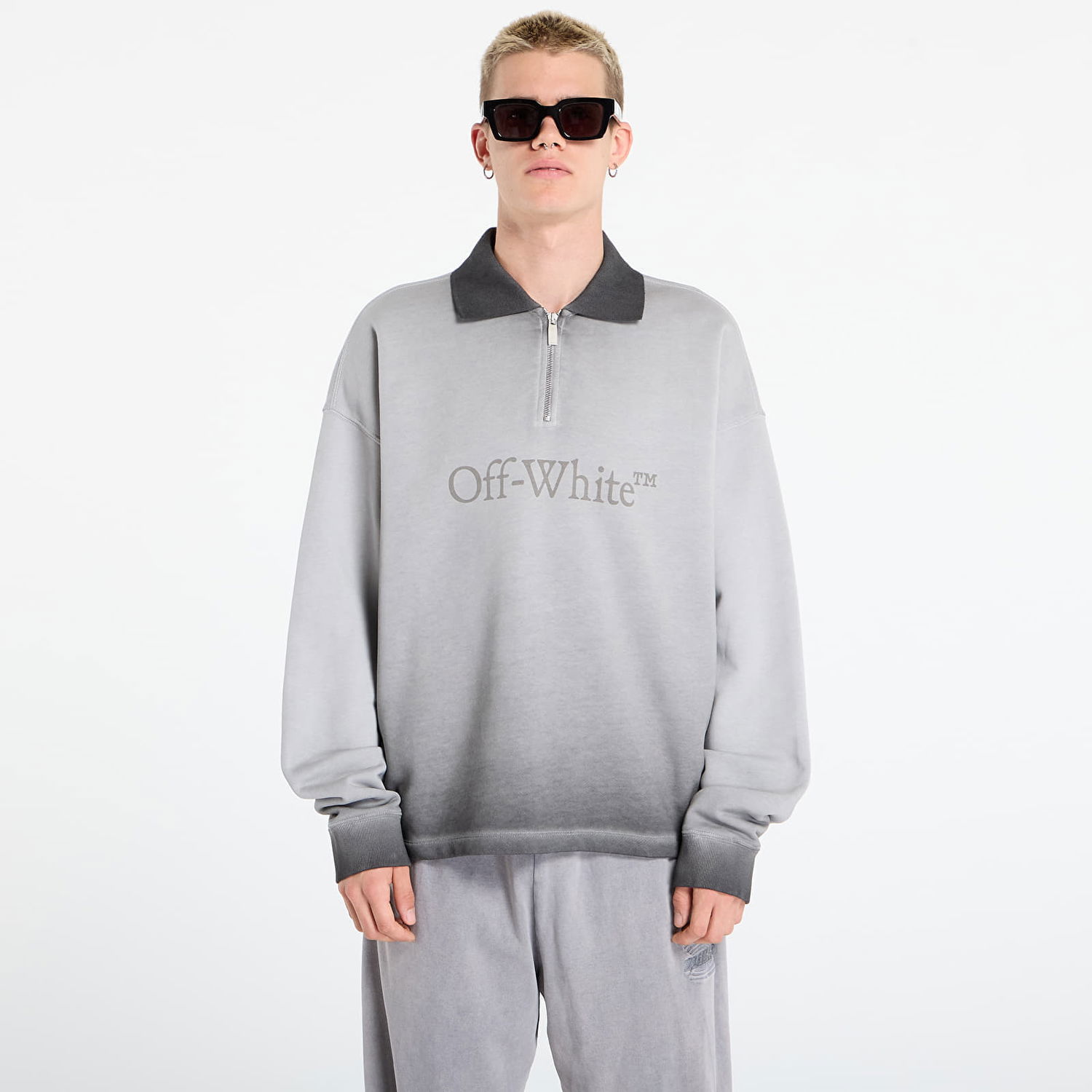 Суитчър Off-White Off-White Laundry Fleece Polo Sweatshirt Сиво | OMAD00NF25FLE0061212, 0