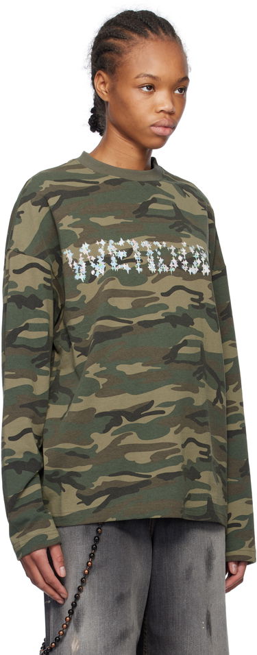 Тениска We11done We11done Sparkle Logo Camo Long Sleeve T-Shirt Зелено | WD-TT0-25-742-U-MX, 1