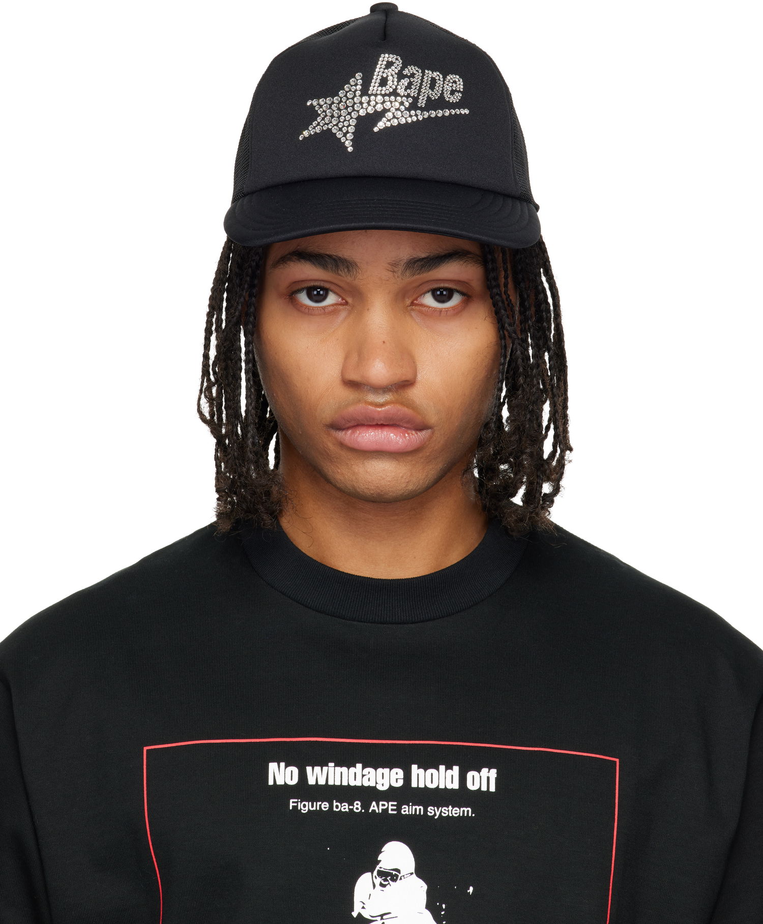 Шапка с козирка BAPE Crystal Stone 'Bape' STA Logo Mesh Cap Черно | 001CPL802002L, 0