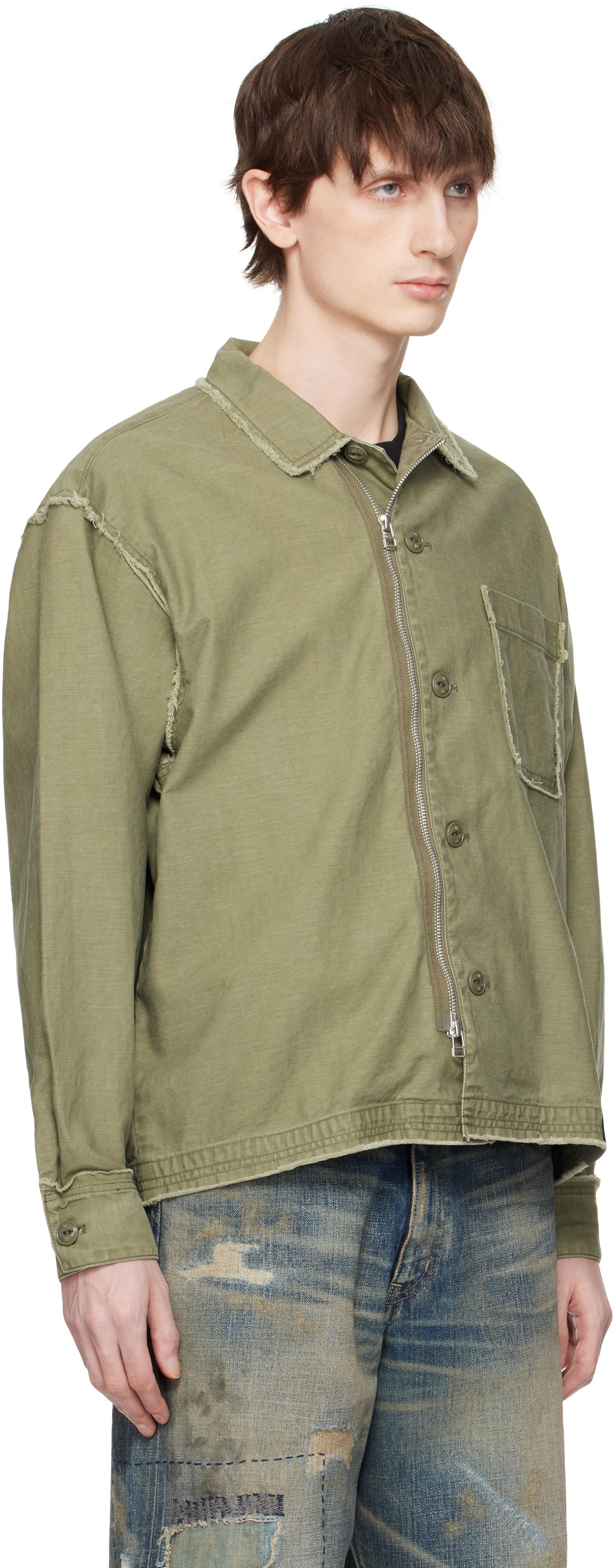 Яке Neighborhood Neighborhood Untrimmed Zip Long Sleeve Shirt Зелено | 251AQNH-SHM06, 1