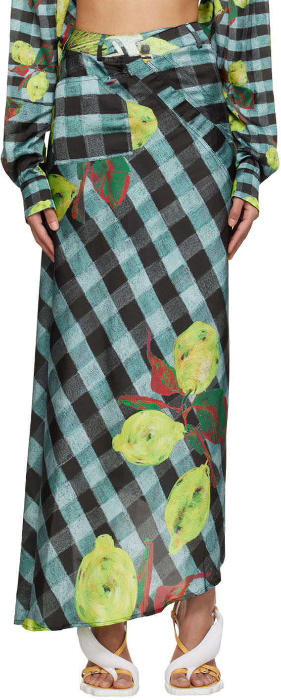 Пола Ottolinger Ottolinger Lemon Gingham Maxi Skirt Многоцветен | 1100904, 0