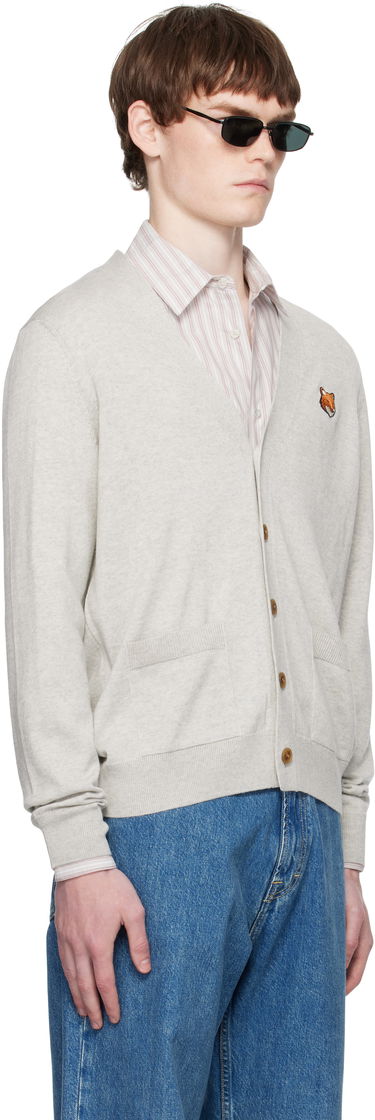 Пуловер MAISON KITSUNÉ Maison Kitsuné Fox Head Patch Cardigan Сиво | PM00501KT1181, 1
