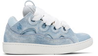 Blue Curb Denim-Effect Leather Sneakers