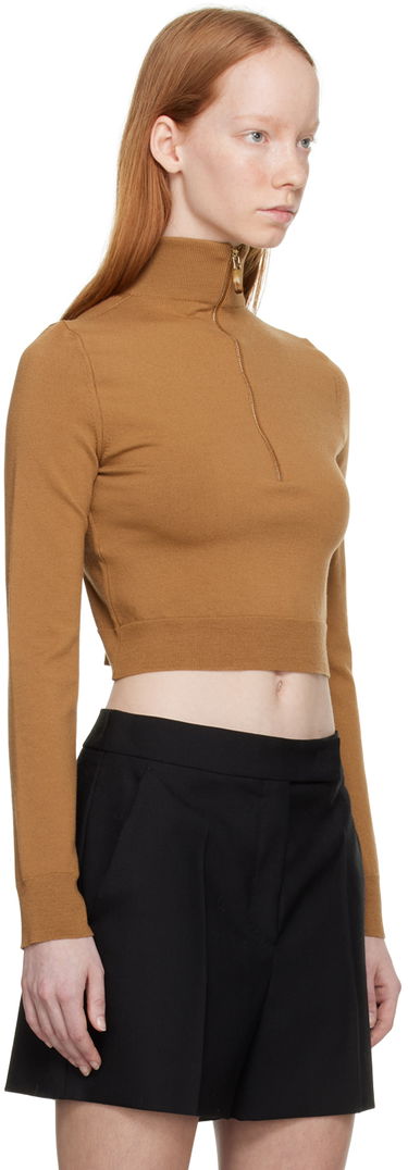 Пуловер Max Mara Max Mara Balbo Cropped Mock Neck Sweater Кафяво | 2313611031600 13611031, 1