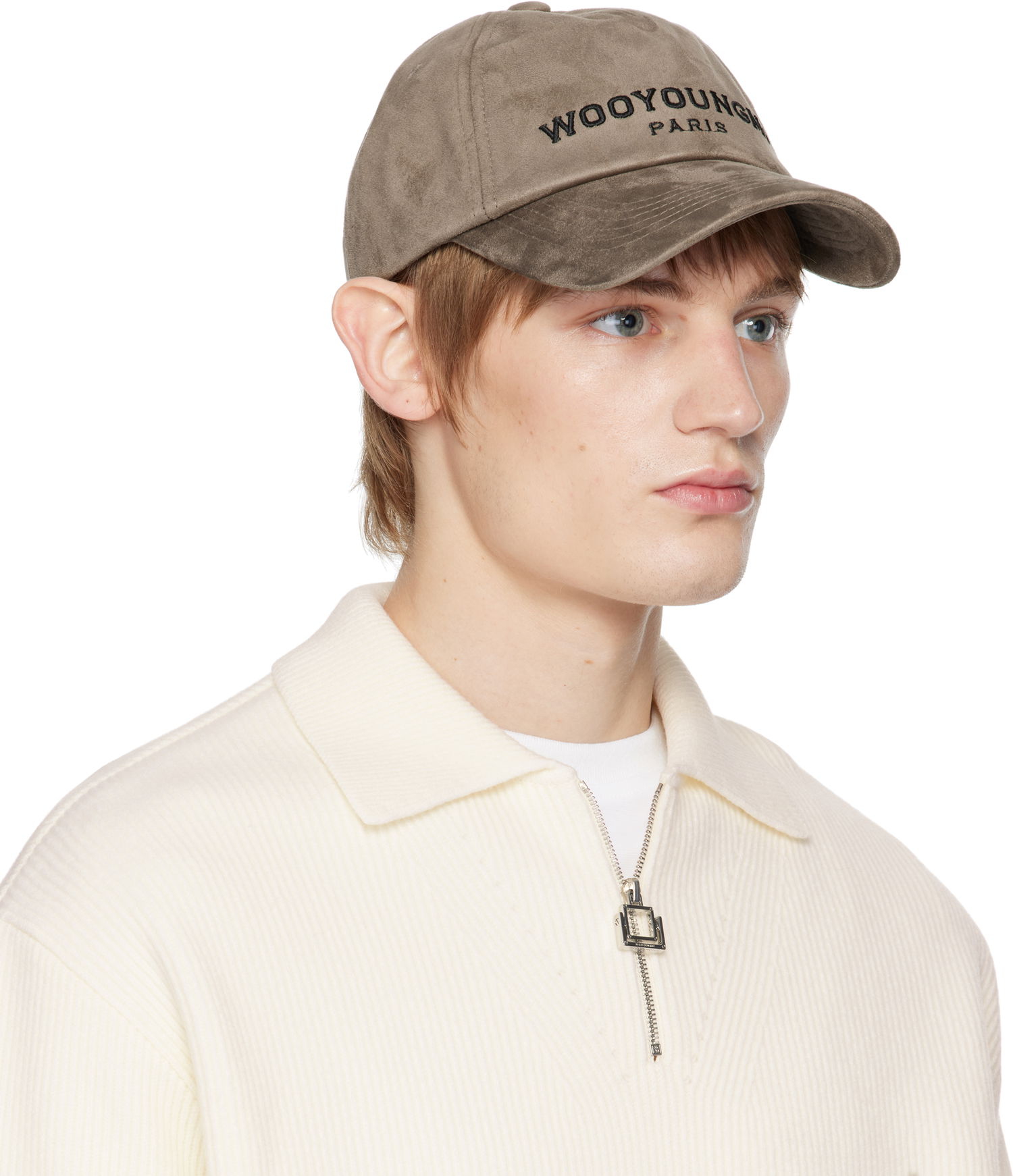 Шапка с козирка WOOYOUNGMI Faux Suede Ball Cap Сиво | W243AC52, 1