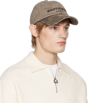 Шапка с козирка WOOYOUNGMI Faux Suede Ball Cap Сиво | W243AC52, 1