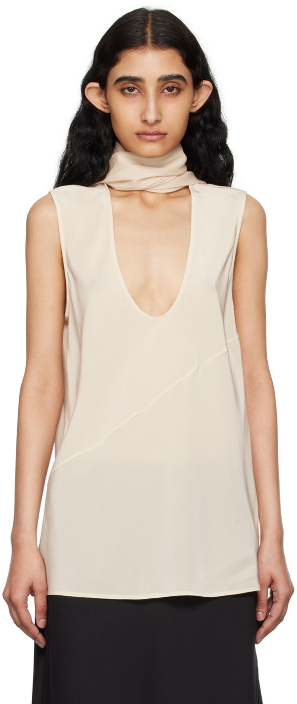 Потник Helmut Lang Helmut Lang Women's Scarf Neck Tank Top Бежово | O04HW506