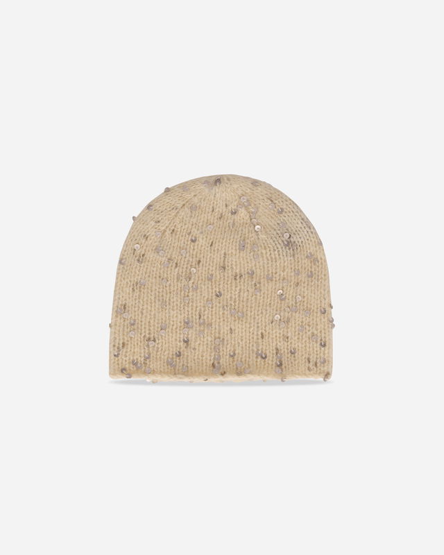 Angora Knit Beanie with Sequins
