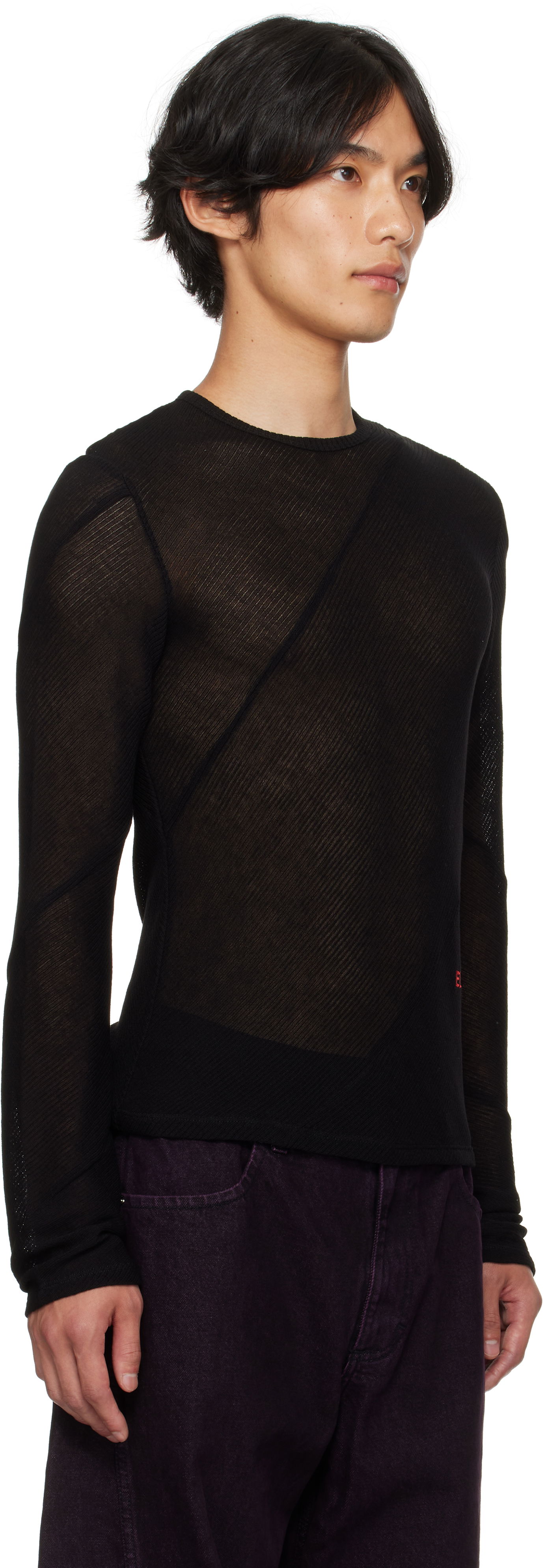 Тениска Eckhaus Latta Eckhaus Latta Spiral Long Sleeve T-Shirt Черно | 1107-EL-PF25-J, 1