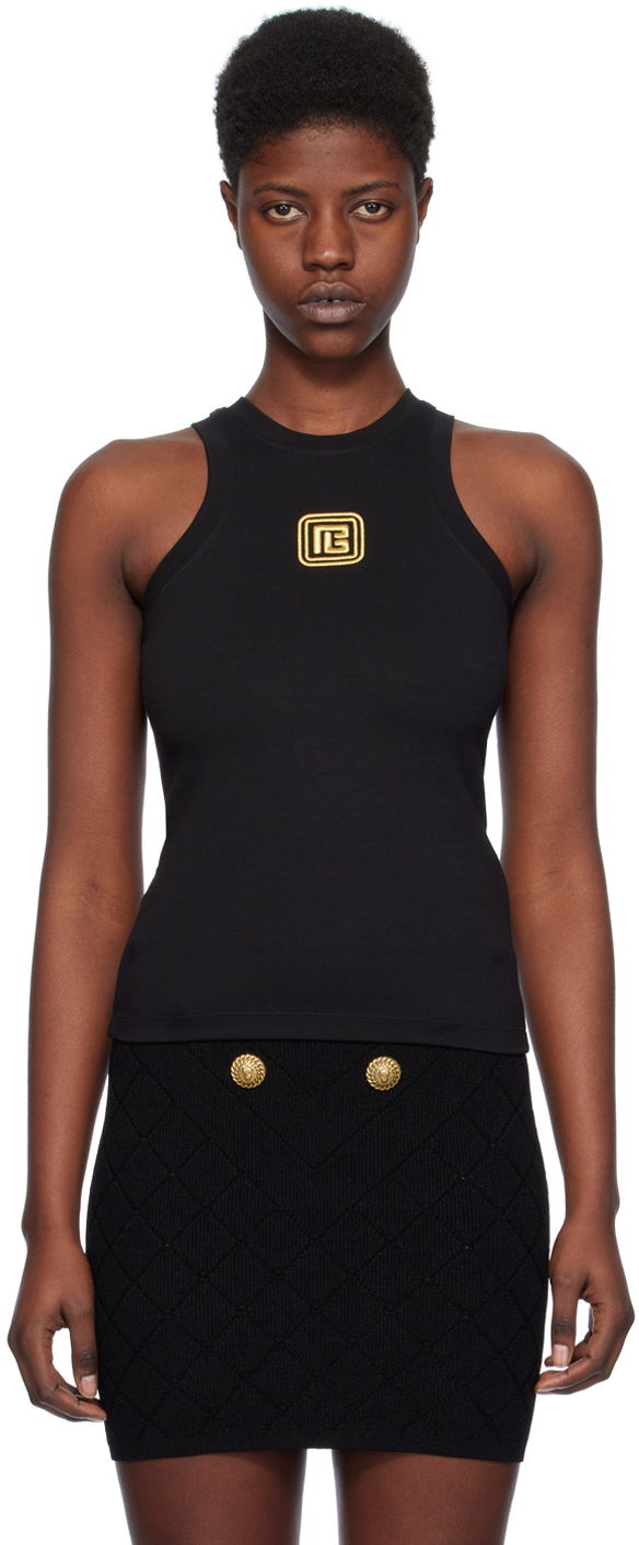 Потник Balmain 'PB' Tank Top Черно | CF1EB045BC49