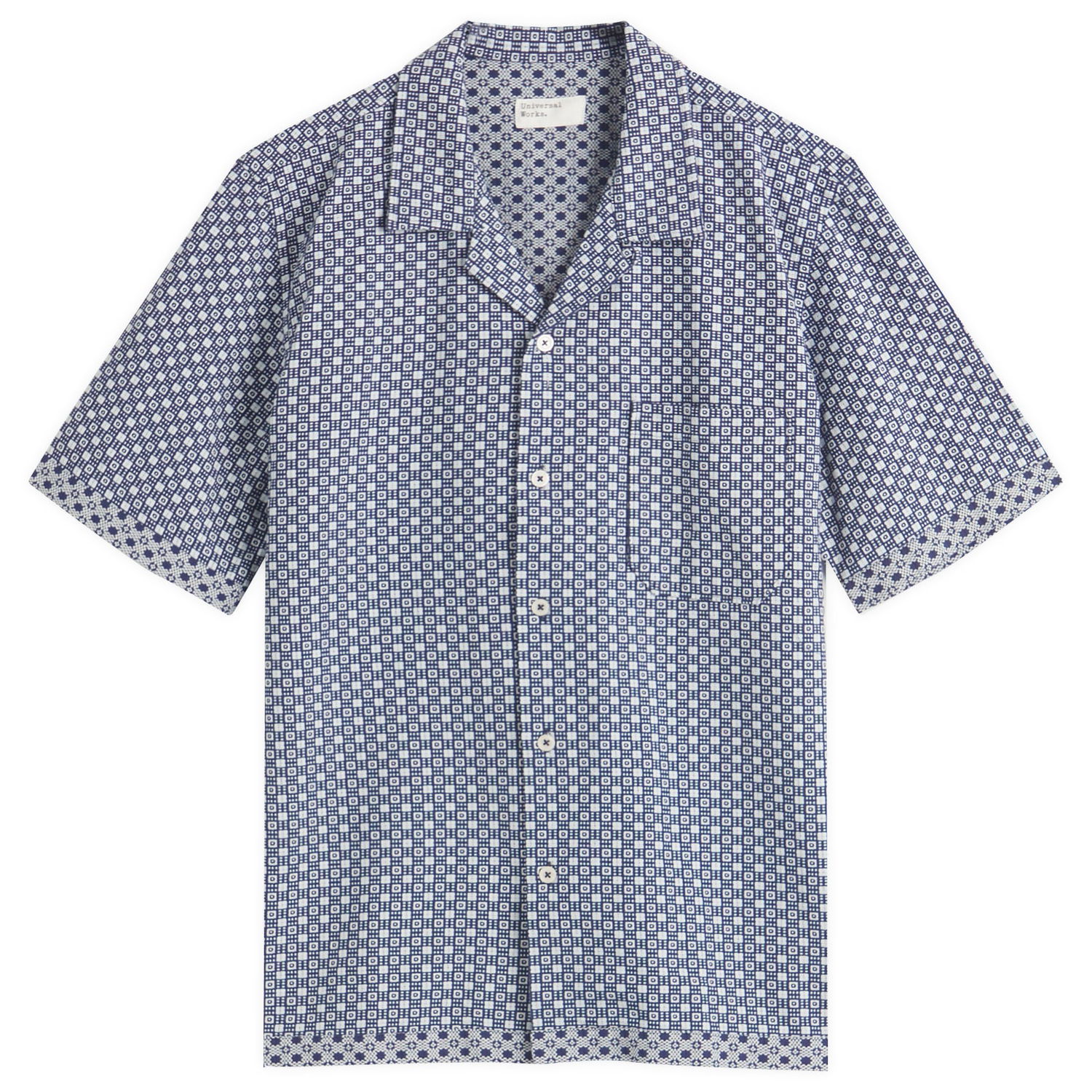 Риза Universal Works Universal Works Tile Dean Road Shirt, Size Large Синьо | 32654-NVY, 0