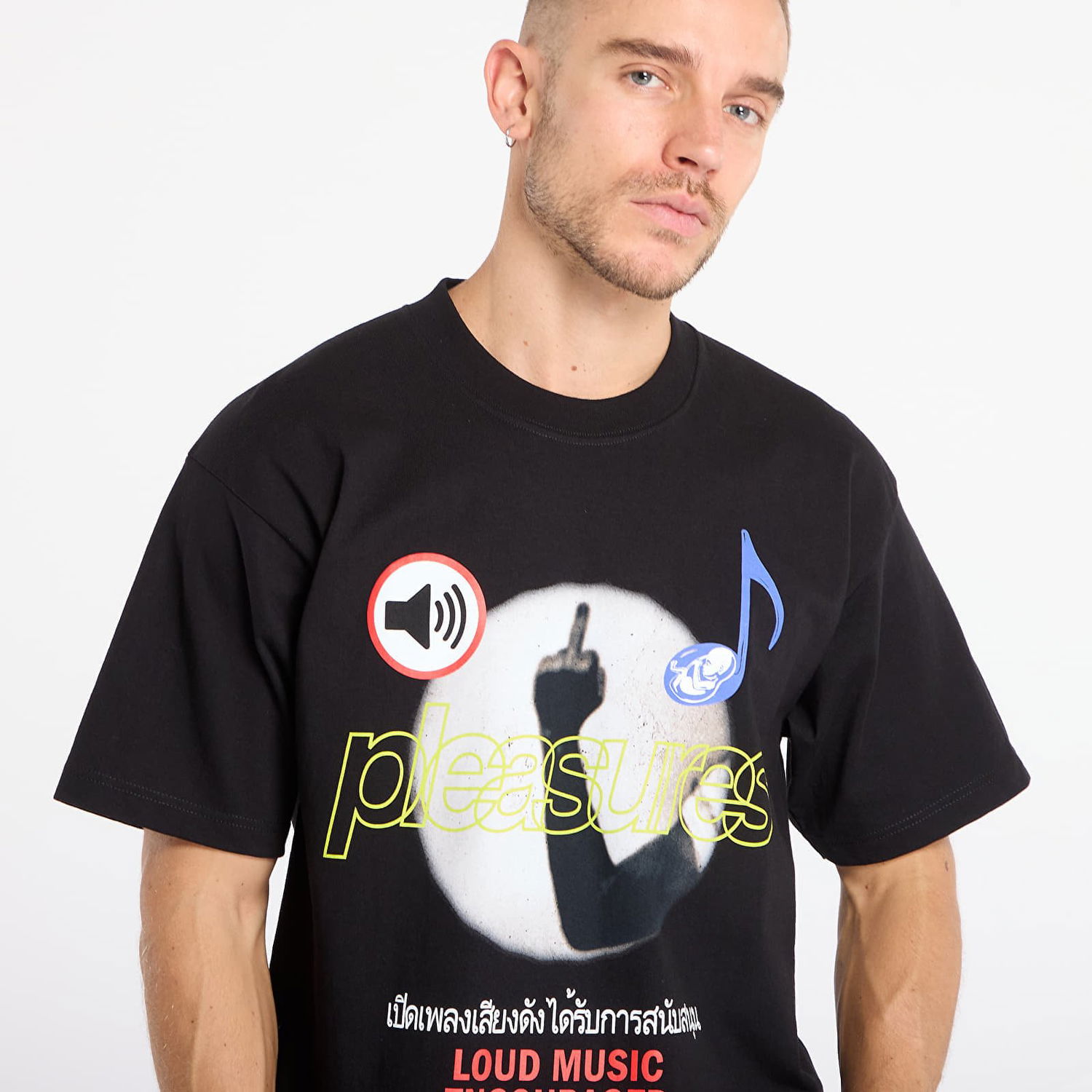 Тениска Pleasures Loud Music T-shirt Черно | P25F008-BLACK, 1