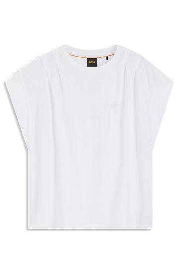 Тениска BOSS Relaxed-fit T-shirt in cotton jersey with handwritten logo Бяло | 50547799, 0