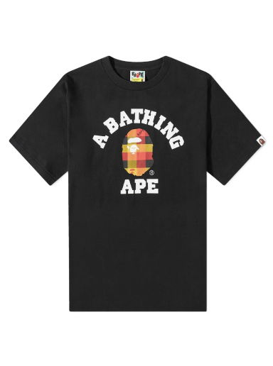 Тениска BAPE A Bathing Ape Block Check College Tee Черно | 001TEI801032M-BRE