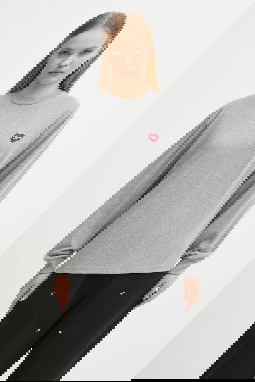 Тениска Carhartt WIP Long Sleeve Heart Patch T-Shirt Сиво | I035469.39NXX, 0