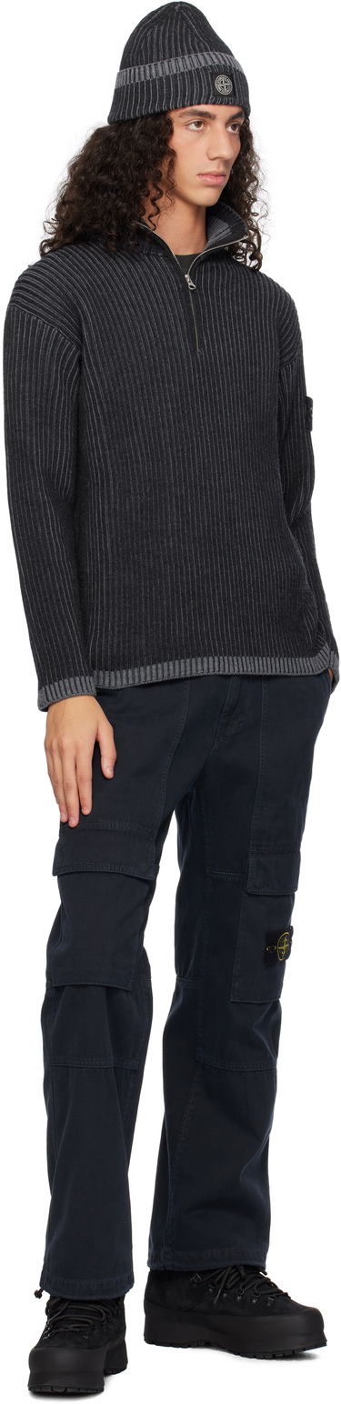 Пуловер Stone Island Stone Island Vanisé Full Rib RWS Wool Quarter-Zip Sweater Черно | 8115516C1, 4