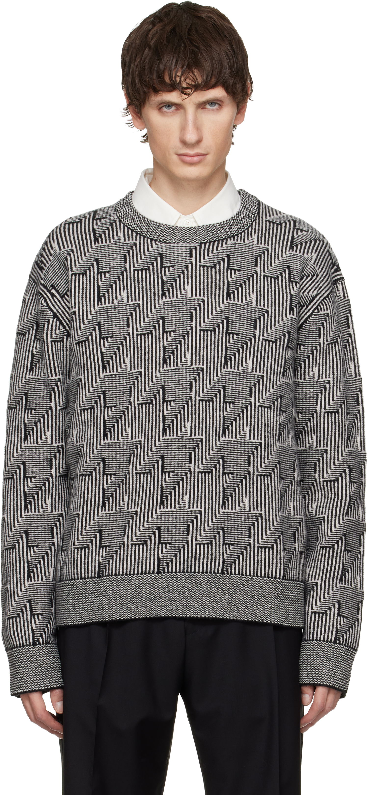 Пуловер Paul Smith Paul Smith Geometric Pattern Wool Sweater Сиво | M1R-557Z-T02834-79, 0