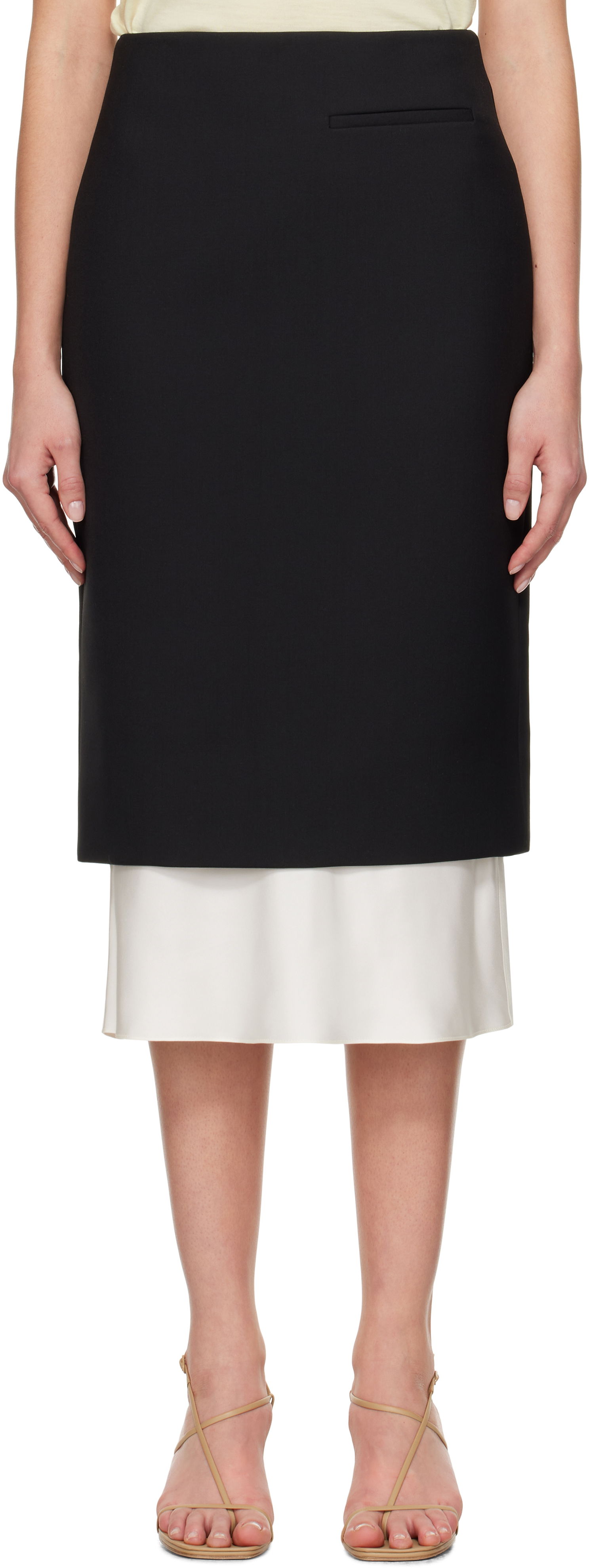 Пола Róhe Róhe Contrast Pencil Midi Skirt Черно | 414-32-049, 0