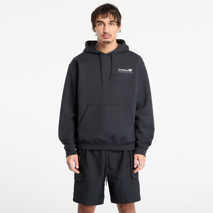 Суитчър New Balance Linear Graphic Fleece Hoodie Черно | MT53528BK