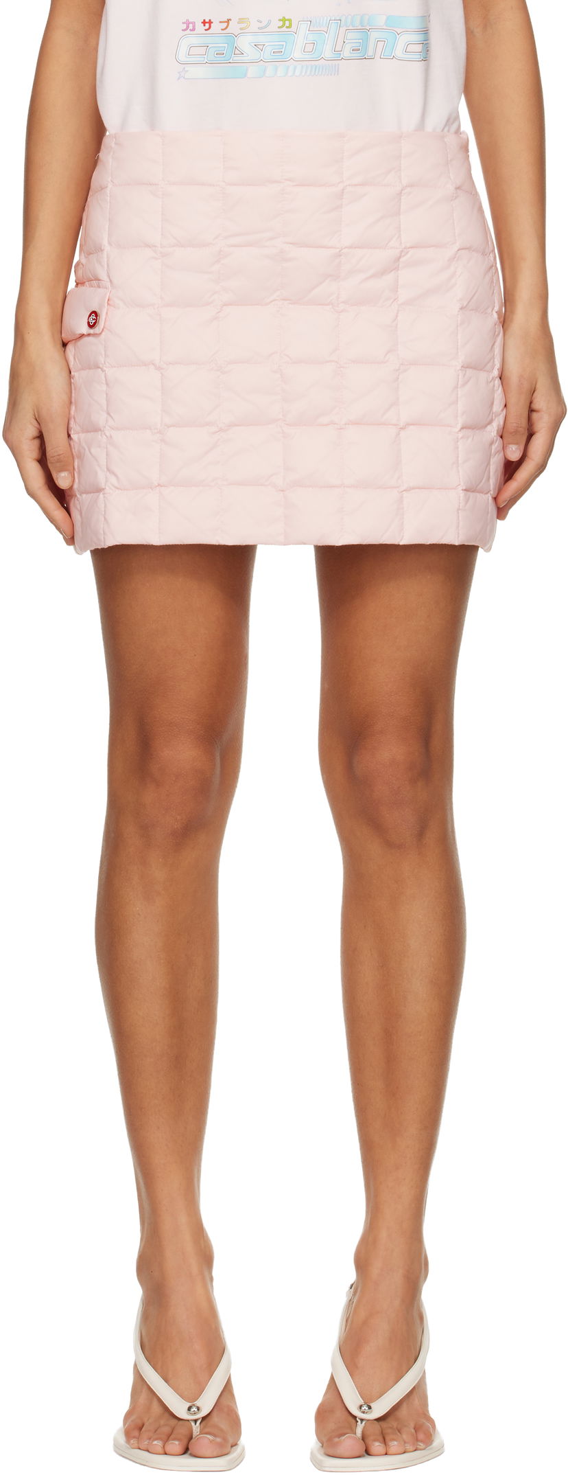 Пола Casablanca Nylon Quilted Miniskirt Розово | W-AW25-SK-183-01