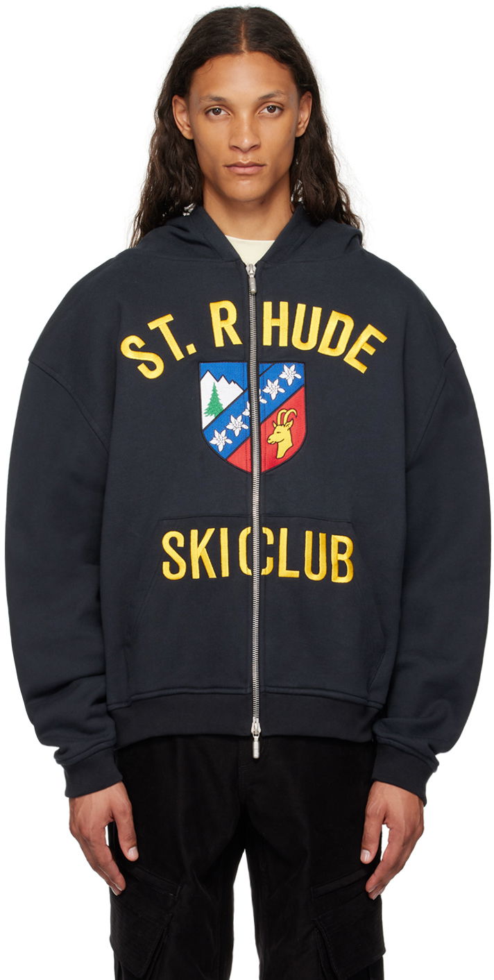 Суитчър Rhude Black 'St. ' Zip Hoodie Черно | RHPF24HO06012, 0