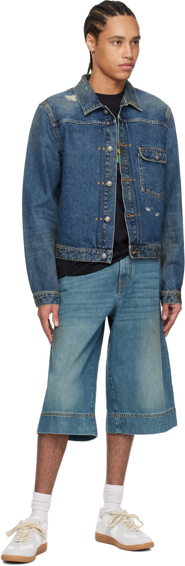 Яке Palm Angels Palm Angels Curved Logo Denim Jacket Синьо | PMYE055S25DEN0014540, 3