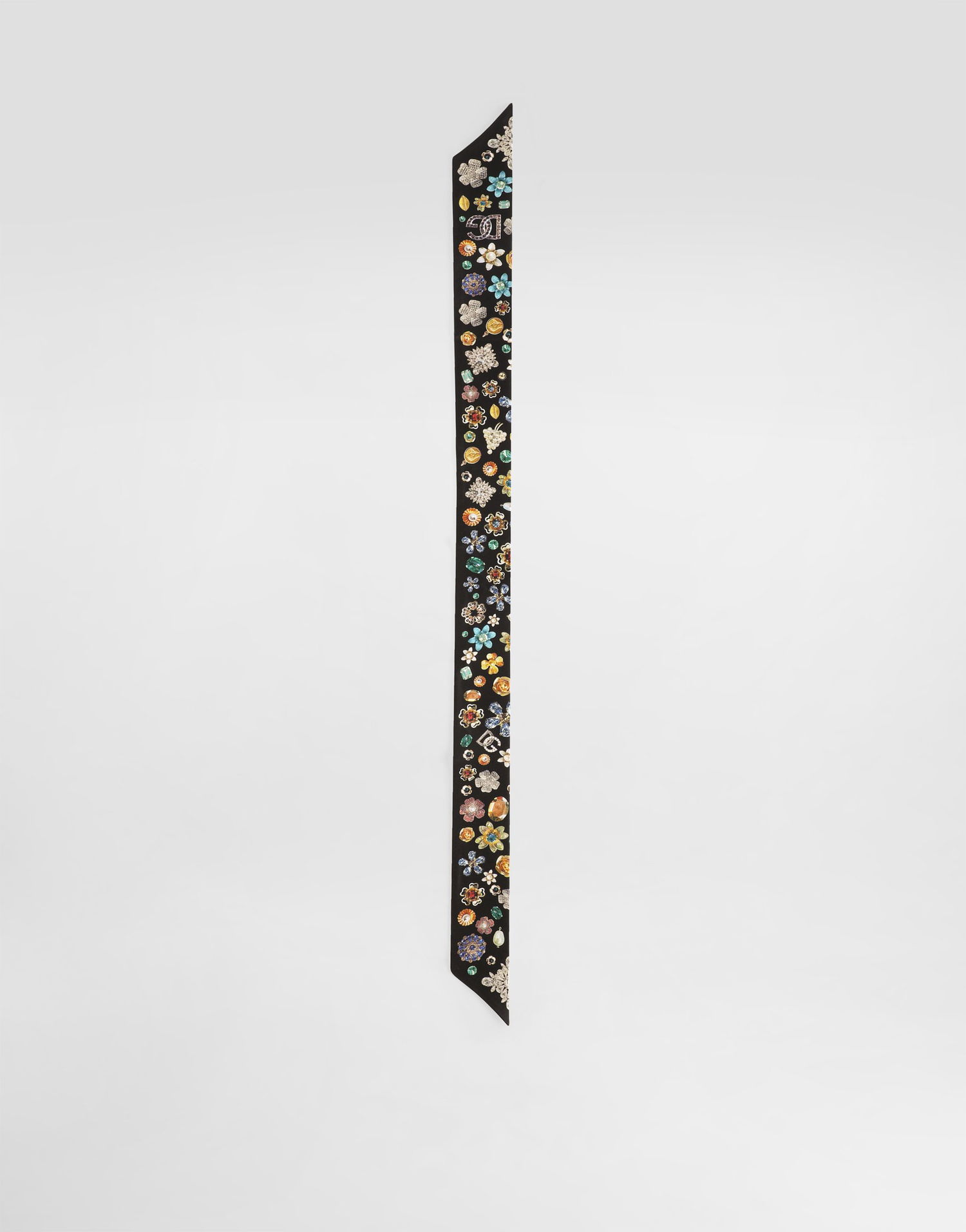 Шал Dolce & Gabbana Dolce & Gabbana Silk Twill Bandeau with Floral Brooches Print Черно | FS215AGDDAWHN5SA, 0