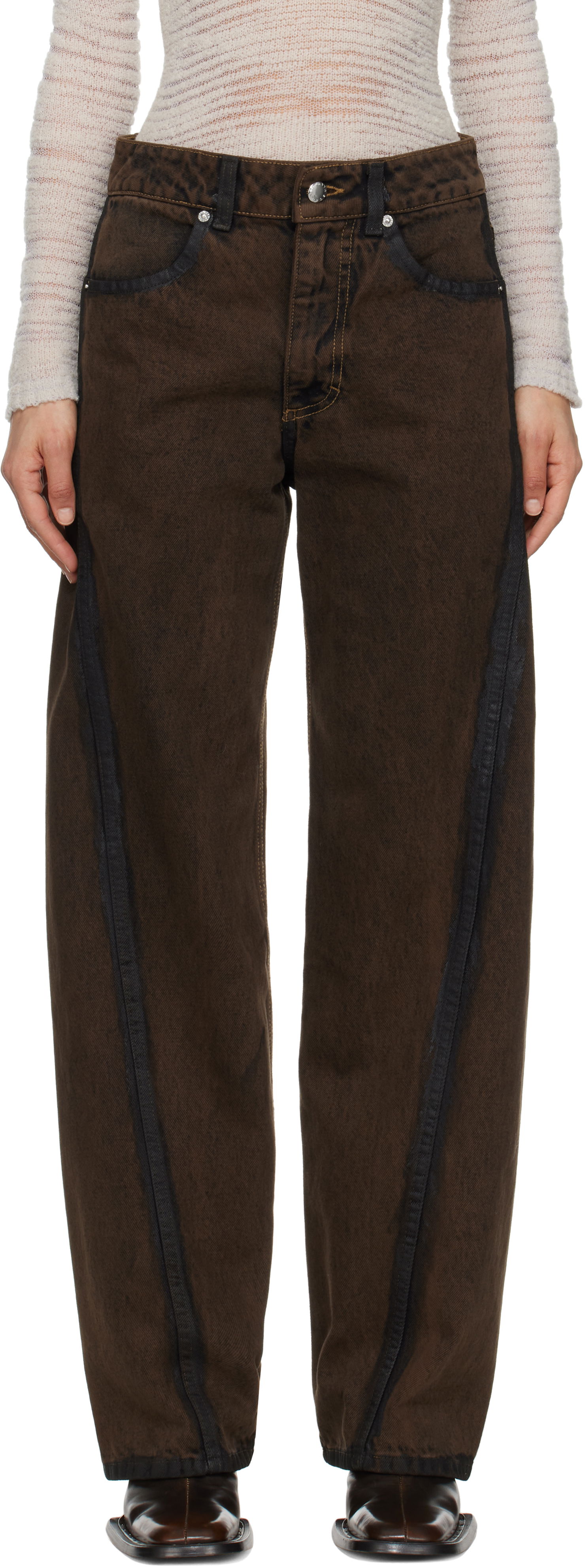 Дънки Eckhaus Latta Eckhaus Latta Bend Jeans Кафяво | 1225-EL-PS25-O -, 0