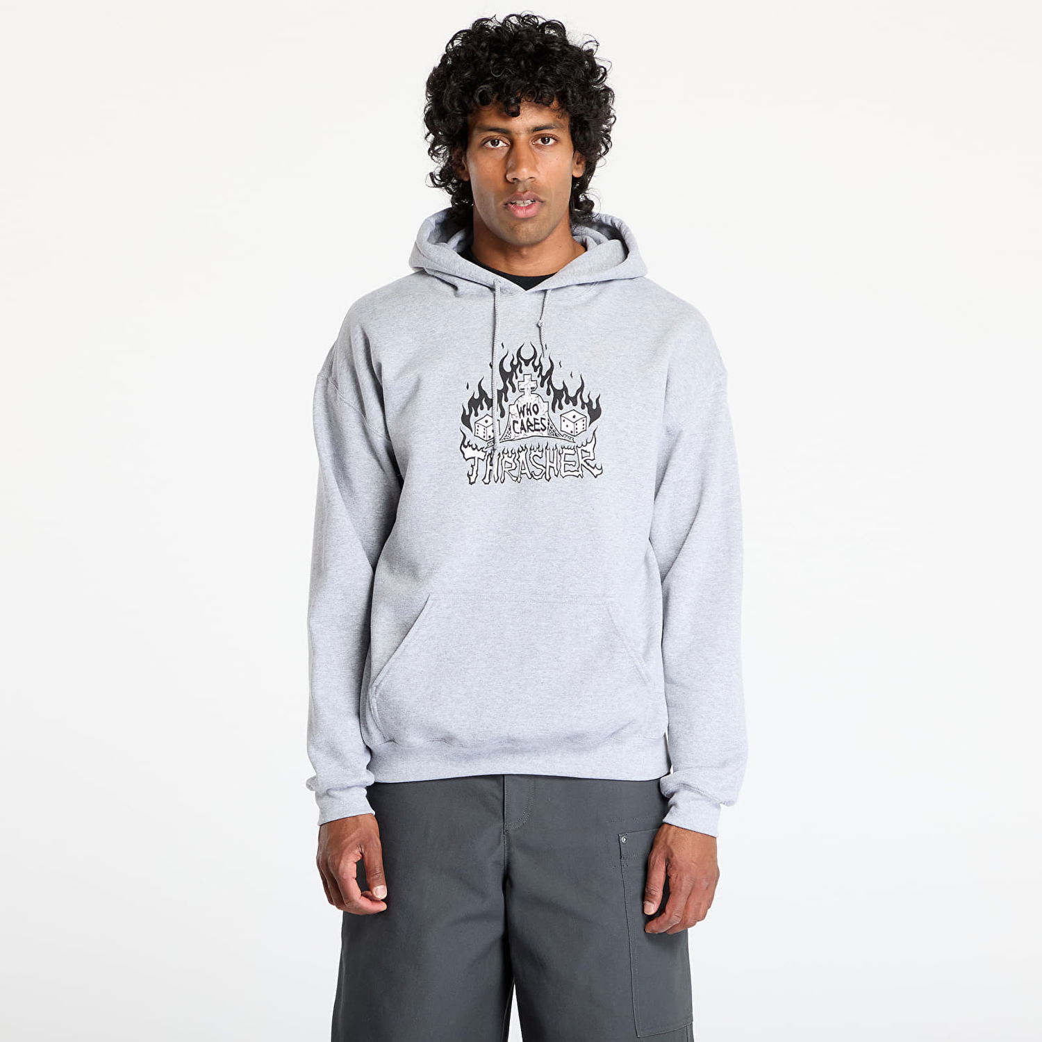 Суитчър Thrasher Thrasher Who Cares by Neckface Hoodie Сиво | 145707, 0