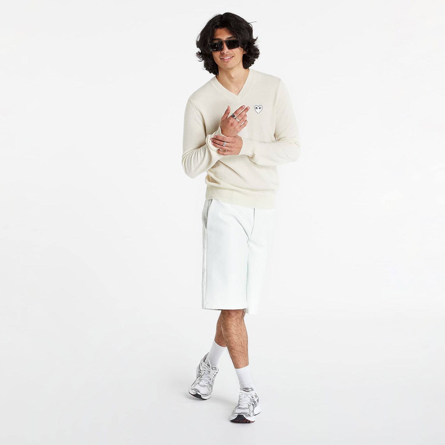 Пуловер Comme des Garçons PLAY White Heart Pullover Бежово | P1N064, 0