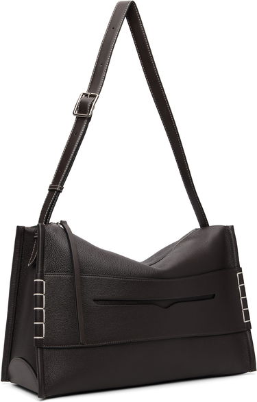 Чанта през рамо JW Anderson JW Anderson Pebbled Leather Messenger Loafer Bag with Square Accents Кафяво | HB0749-LA0377, 1